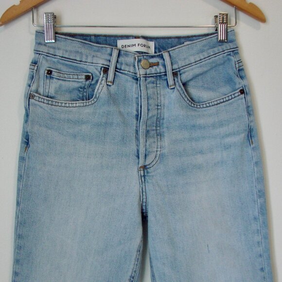 Aritzia Denim Forum Arlo High Rise Straight Jeans Raw Hem Organic Cotton Size 27 - Picture 3 of 13